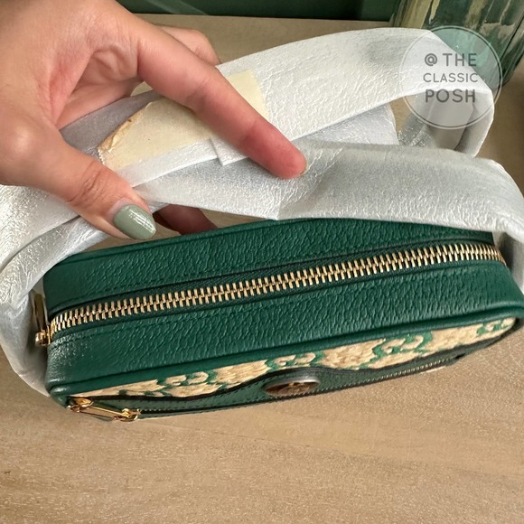 ❌SOLD❌ NEW Green Ophidia GG Supreme Raffia Shoulder Crossbody Bag - Picture 5 of 10